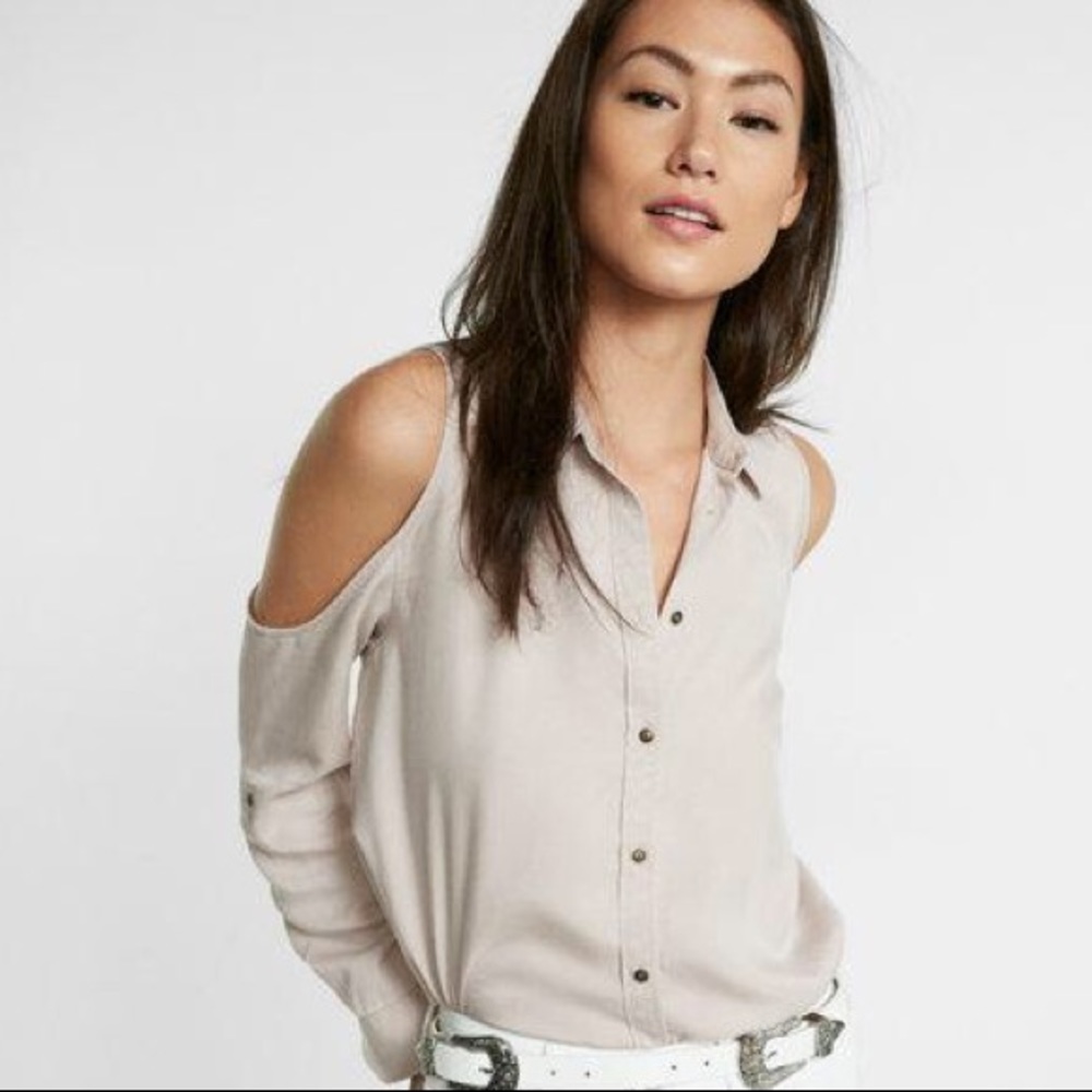 NEW open shoulder button up